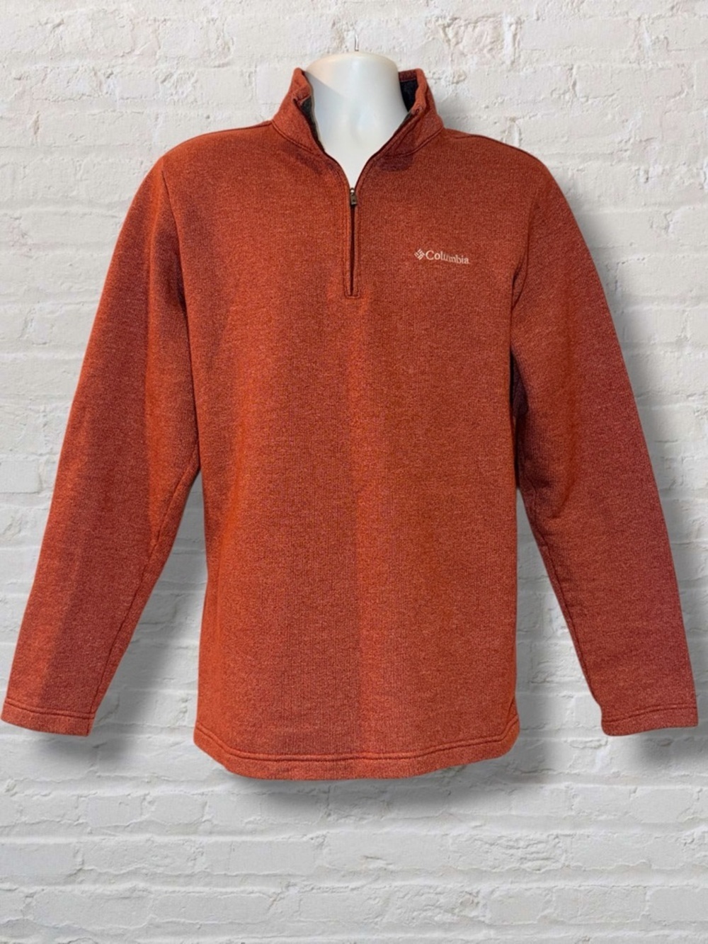 Columbia Fleece Pullover Men’s Medium Orange 1/4 Zip Sweater Hiking Casual